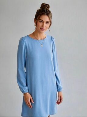 Brigitte Bailey Light Blue Long Sleeve Shift Dress Size Medium